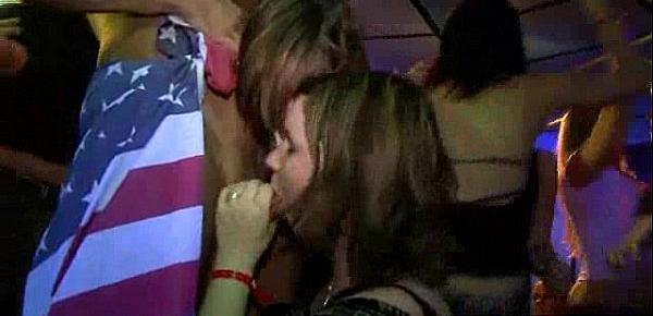  Nice girl sucking cocks on party
